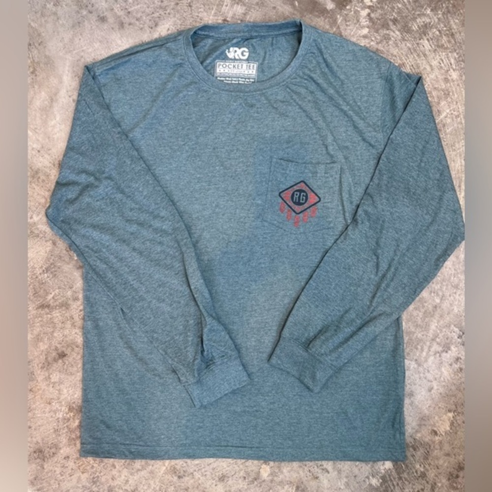 Rowdy Gentleman Good Vibe Tribe Pocket T-Shirt Tee Long Sleeve Green  Size XXL